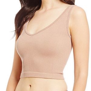 Free People V-neck sleeveless cropped brami nude